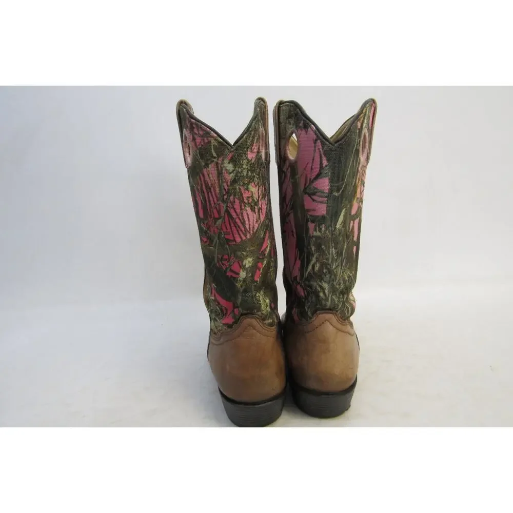 Smoky Mountain Youth Sz 3.5 D Pink Tree Camo Brown Leather Buckaroo Cowboy Boots